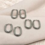 Σκουλαρίκια Σετ 3 ζευγάρια κρικάκια από Ανοξείδωτο ατσάλι,χρώμα ασημί-SK-769 - Image 2