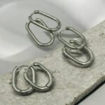 Σκουλαρίκια Σετ 3 ζευγάρια κρικάκια από Ανοξείδωτο ατσάλι,χρώμα ασημί-SK-