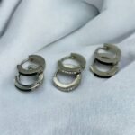 Σκουλαρίκια Σετ 3 ζευγάρια κρικάκια από Ανοξείδωτο ατσάλι με ζιργον,χρώμα ασημί-SK-770 - Image 2