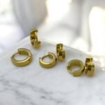 Σκουλαρίκια Σετ 3 ζευγάρια κρικάκια από Ανοξείδωτο ατσάλι,χρώμα χρυσό-SK-