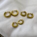 Σκουλαρίκια Σετ 3 ζευγάρια κρικάκια από Ανοξείδωτο ατσάλι,χρώμα χρυσό-SK-774 - Image 2