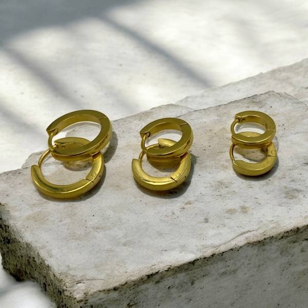 Σκουλαρίκια Σετ 3 ζευγάρια κρικάκια από Ανοξείδωτο ατσάλι,χρώμα χρυσό-SK-