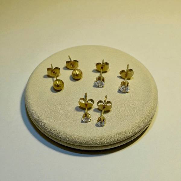 Σκουλαρίκια Σετ 3 ζευγάρια από Ανοξείδωτο ατσάλι,χρώμα χρυσό-SK-