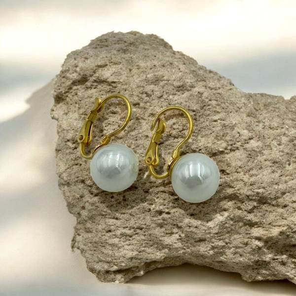 Σκουλαρίκια από Ανοξείδωτο ατσάλι με πέρλες χρώμα χρυσό-SK-