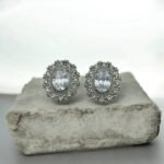 Σκουλαρίκια ατσάλινα με πέτρες και ζιγκον χρώμα χασημί-SK-πάτρα782