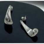 Σκουλαρίκια ατσάλινα με ζιγκον χρώμα ασημί-SK-785 - Image 2