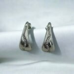 Σκουλαρίκια ατσάλινα με ζιγκον χρώμα ασημί-SK-πατρα