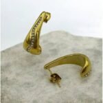 Σκουλαρίκια ατσάλινα με ζιγκον χρώμα χρυσό-SK-785 - Image 2