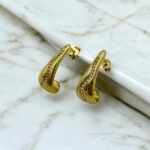 Σκουλαρίκια ατσάλινα με ζιγκον χρώμα χρυσό-SK-πατρα