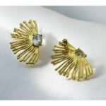 Σκουλαρίκια εντυπωσιακά ατσάλινα με πέτρα κρυστάλλου χρώμα χρυσό-SK-790 - Image 2