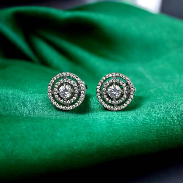 Σκουλαρίκια ΚΛΙΠ από ανοξείδωτο ατσάλι με πέτρα και ζιργκον χρώμα ασημί-SK-