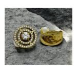 Σκουλαρίκια ΚΛΙΠ από ανοξείδωτο ατσάλι με πέτρα και ζιργκον χρώμα χρυσό-SK-793 - Image 2