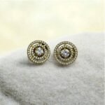 Σκουλαρίκια ΚΛΙΠ από ανοξείδωτο ατσάλι με πέτρα και ζιργκον χρώμα χρυσό-SK-