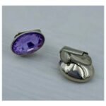 Σκουλαρίκια με ΚΛΙΠ από ανοξείδωτο ατσάλι με μώβ πέτρα-SK-794 - Image 2