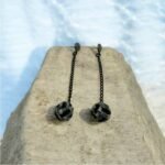 Σκουλαρίκια χειροποίητα κρεμαστά ασπρόμαυρα