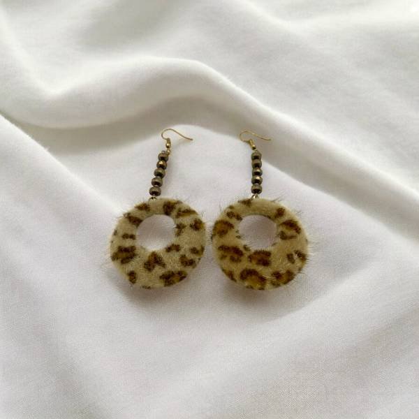 Σκουλαρίκια γούνινα χειροποίητα animalprint-SK-