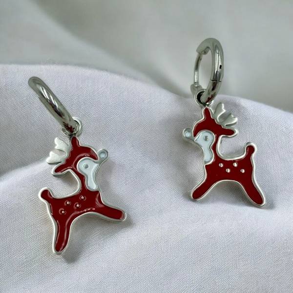 Σκουλαρίκια Χριστουγεννιάτικα από ανοξείδωτο ατσάλι χρώμα ασημί-SK-