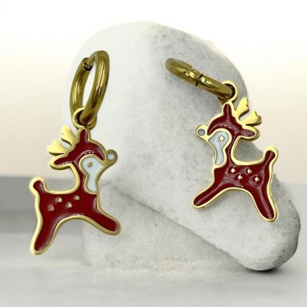 Σκουλαρίκια Χριστουγεννιάτικα από ανοξείδωτο ατσάλι χρώμα χρυσό-SK-