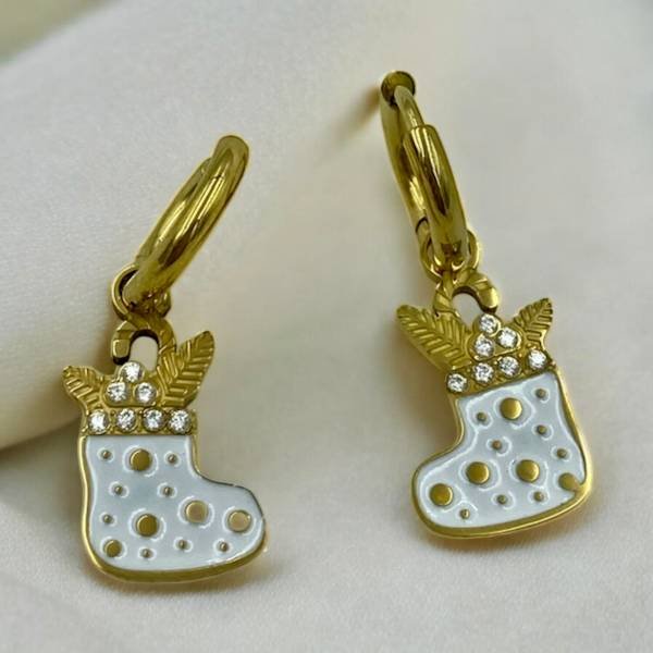 Σκουλαρίκια Χριστουγεννιάτικα από ανοξείδωτο ατσάλι χρώμα χρυσό-SK-