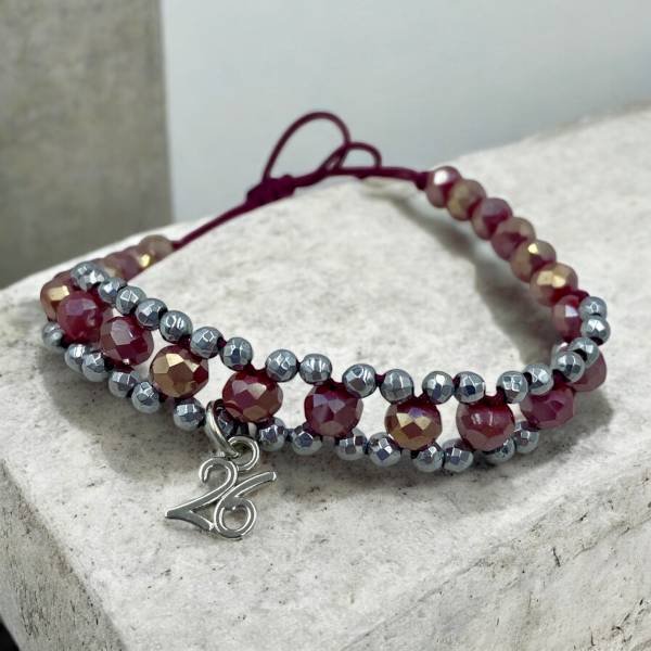Χειροποίητο βραχιόλι Γούρι 2026 με πέτρες αιματίτη και χάντρες-BG-