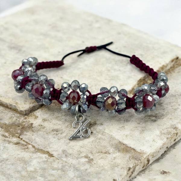 Χειροποίητο βραχιόλι Γούρι 2026 με πέτρες αιματίτη και χάντρες-BG-