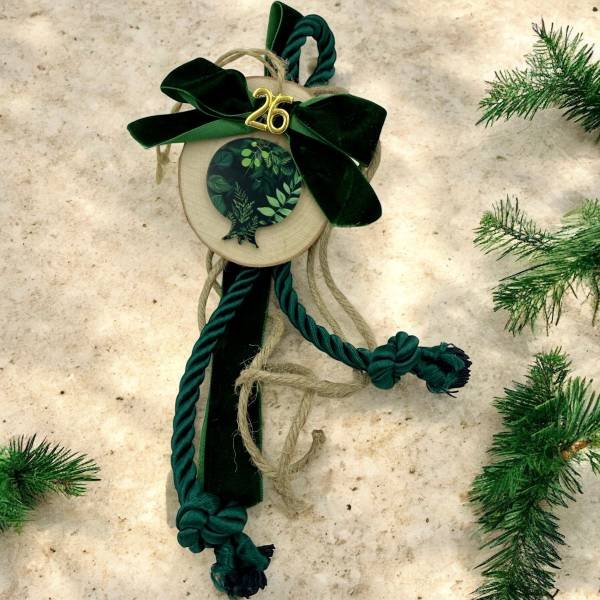 Κρεμαστό χειροποίητο Γούρι 30cm με πλεξιγκλας και ξύλο-G-