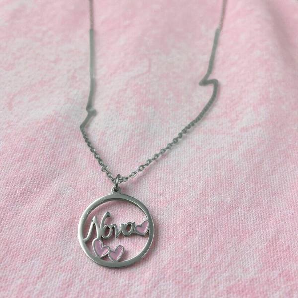 Κολιέ Νονά από ανοξείδωτο ατσάλι χρώμα ασημί-K-