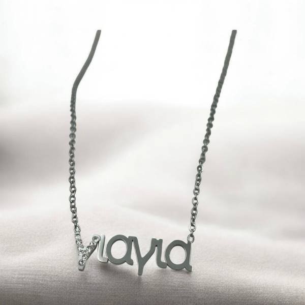 Κολιέ Γιαγιά από ανοξείδωτο ατσάλι με ζιργκον χρώμα ασημί-K-