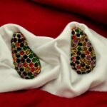 Σκουλαρίκια καρφωτά ατσάλινα με πολύχρωμα ζιργκον χρώμα χρυσό-SK-