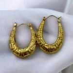 Σκουλαρίκια κρίκος από ανοξείδωτο ατσάλι χρώμα χρυσό-SK-701 - Image 2