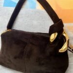 Τσάντα χειρός και χιαστί suede χρώμα μαύρο-TS-1190 - Image 2