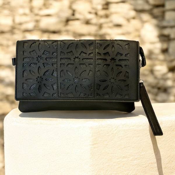 Τσαντάκι φάκελος με δυο λουριά χρώμα Μαύρο-TS-