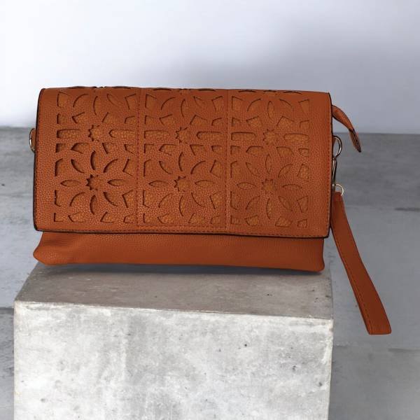 Τσαντάκι φάκελος με δυο λουριά χρώμα Ταμπά-TS-