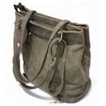 Σακίδιο και τσάντα ώμου δίχωρη suede χρώμα Γκρι/Kαφέ-TS-1203 - Image 2