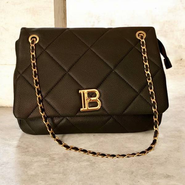 Τσάντα καπιτονέ ώμου και χιαστί χρώμα Μαύρο-TS-