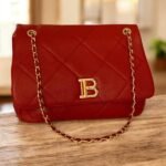 Τσάντα καπιτονέ ώμου και χιαστί χρώμα Μπορντό-TS-