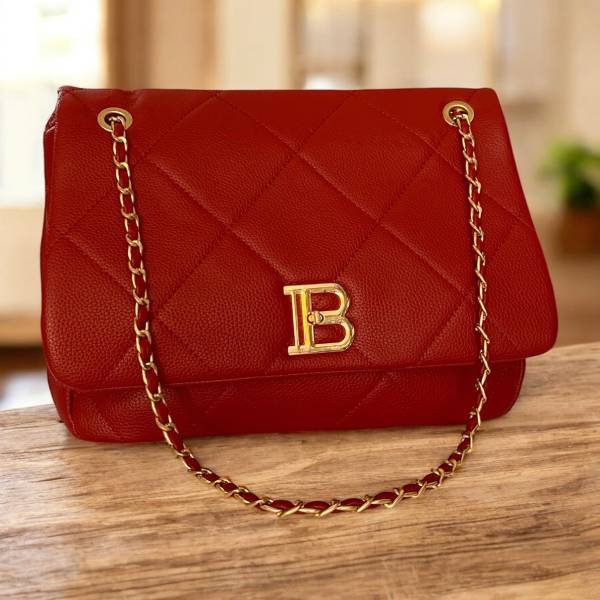 Τσάντα καπιτονέ ώμου και χιαστί χρώμα Μπορντό-TS-