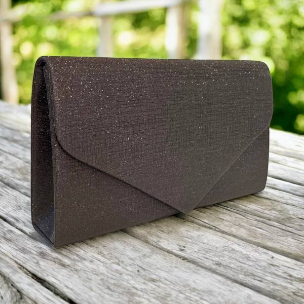 Τσάντα αμπιγιέ τύπου φάκελος με εφε λάμψης χρώμα Μαύρο-TS-