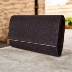 Τσάντα αμπιγιέ τύπου φάκελος με μπλέ εφε λάμψης χρώμα Μαύρο-TS-1217 - Image 2