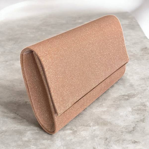 Τσάντα αμπιγιέ τύπου φάκελος με εφε λάμψης χρώμα Nude-TS-