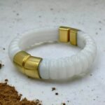 Βραχιόλι ρητίνης και ατσάλι σταθερό χρώμα άσπρο-BR-