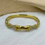 Βραχιόλι Χειροπέδα από ανοξείδωτο ατσάλι με ζιργκον χρώμα χρυσό-BR-473 - Image 2