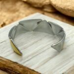 Βραχιόλι Χειροπέδα από ανοξείδωτο ατσάλι δίχρωμο χρυσό/ασημί-BR-476 - Image 2