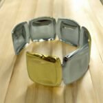 Βραχιόλι Χειροπέδα από ανοξείδωτο ατσάλι δίχρωμο χρυσό/ασημί-BR-477 - Image 2