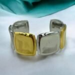 Βραχιόλι Χειροπέδα από ανοξείδωτο ατσάλι δίχρωμο χρυσό/ασημί-BR-