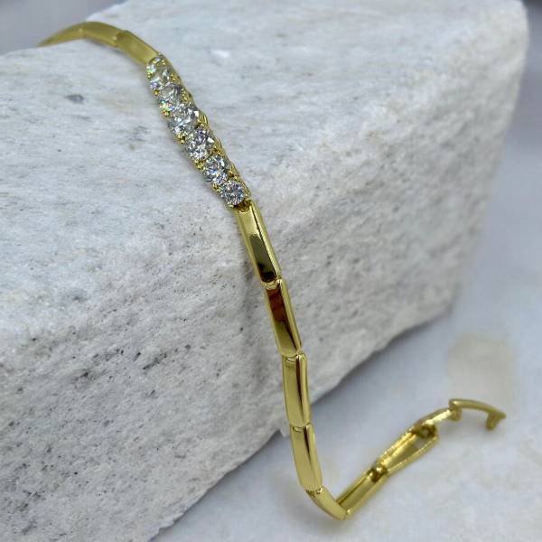 Κομψό Xuping βραχιόλι Επιχρυσωμένο 18Κ με ζιργκον χρώμα χρυσό-BR-