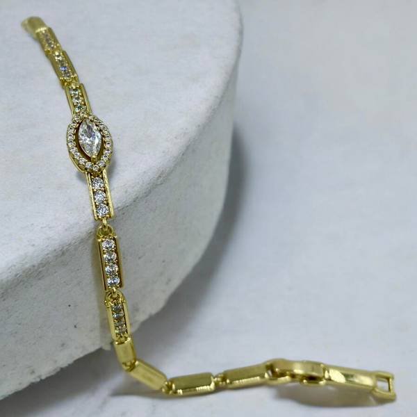 Κομψό Xuping βραχιόλι Επιχρυσωμένο 18Κ με ζιργκον χρώμα χρυσό-BR-