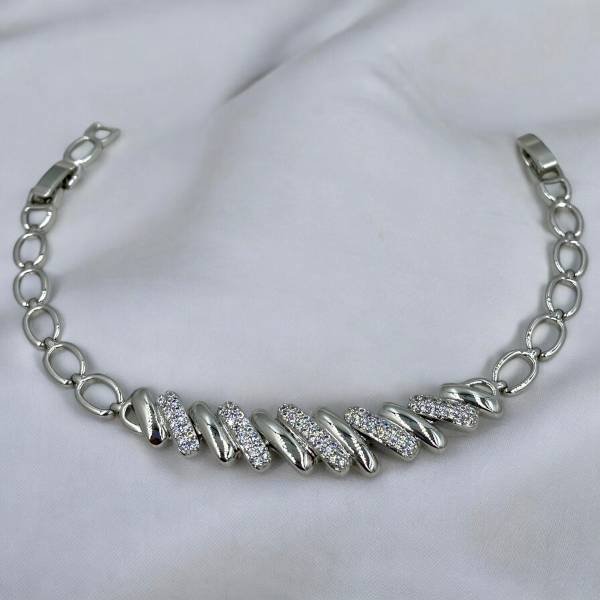 Κομψό Xuping βραχιόλι Επιχρυσωμένο 18Κ με στρας χρώμα ασημί-BR-