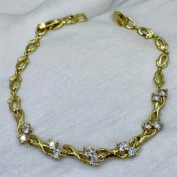 Κομψό Xuping βραχιόλι Επιχρυσωμένο 18Κ με διαφανή πέτρες χρώμα χρυσό-BR-