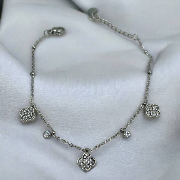 Βραχιόλι από ανοξείδωτο ατσάλι με ζιργκον χρώμα ασημί-BR-